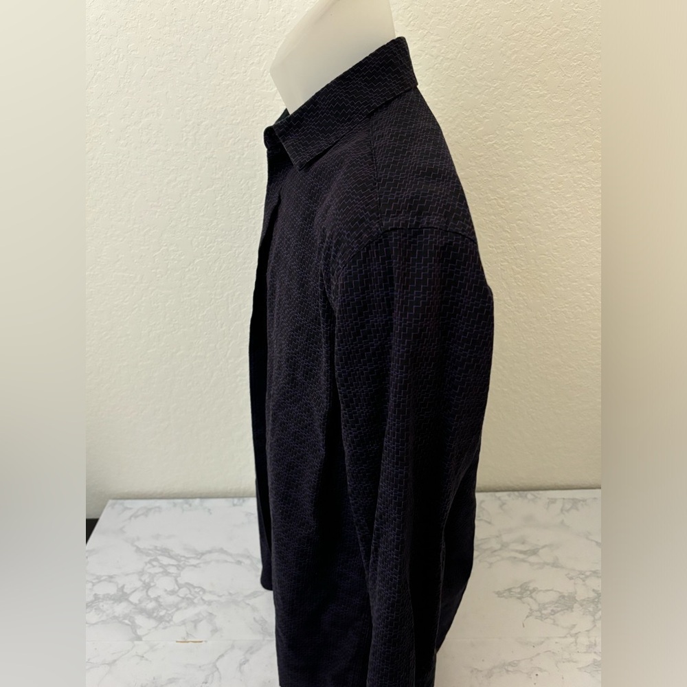 Alfani Mens Platinum Long Sleeve Button Down Shirt Sz S Black Purple Cotton D1​​ - Picture 2 of 5
